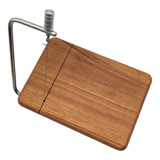 Vintage 1980s Goodwood Teak Cheese Board With Stainless Steel Slicer For Sale