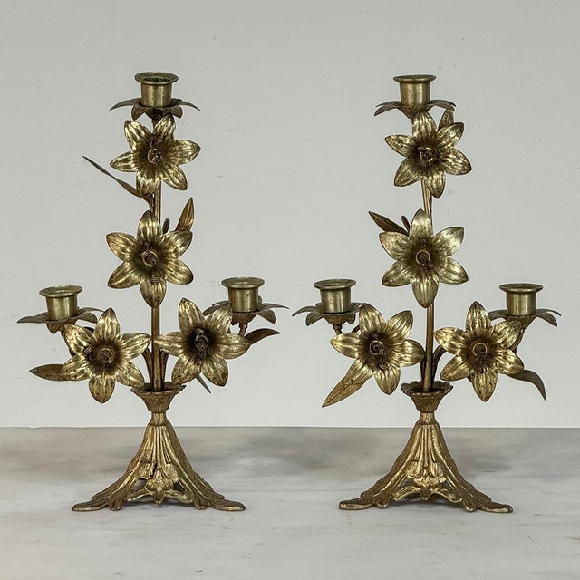 Pair Napoleon III Period Bronze Floral Candelabra For Sale In Dallas - Image 6 of 13