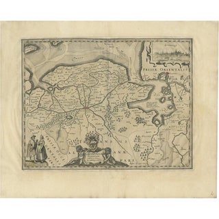 Antique Map of the Province of Groningen in the Netherlands, 1634 For Sale