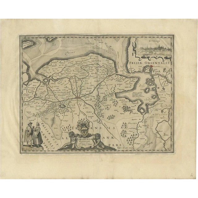 Antique Map of the Province of Groningen in the Netherlands, 1634 For Sale