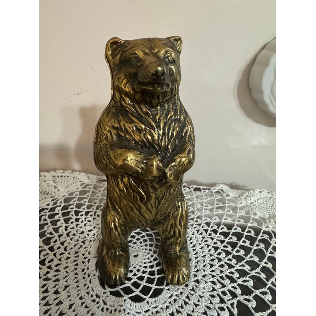 Vintage Solid Brass Bear Coin Bank For Sale - Image 13 of 14