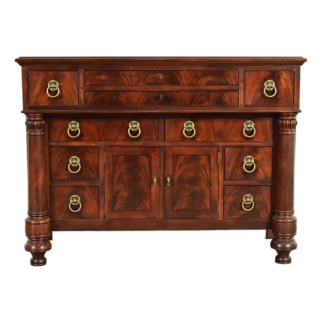Ralph Lauren Style American Empire Flame Mahogany Master Chest of Drawers by Henredon For Sale