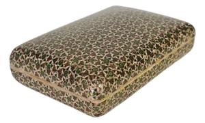 Moorish- Arabic Micro Mosaic Inlaid Hardwood Jewelry Box With Geometric Star Motifs 5.5"