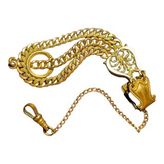 Antique Victorian Men’s Jewelry Gold Filled Watch Chain Fob by Bates & Bacon For Sale