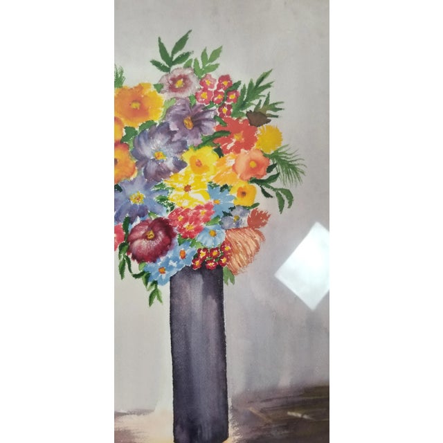 1970s Vintage Belle Horink Still Life Watercolor Abstract Painting For Sale In Miami - Image 6 of 12