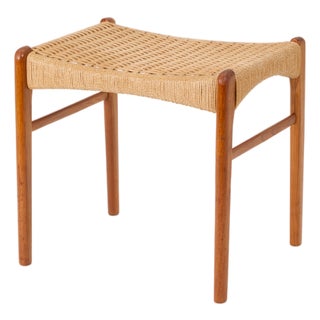 Danish Model GS85 Stool in Teak and Paper Cord by Peder Kristensen for Glyngøre Stolefabrik, Denmark, 1960s For Sale
