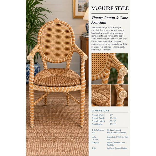Mid-Century Modern 1970s Pair of McGuire Style Chairs For Sale - Image 3 of 7