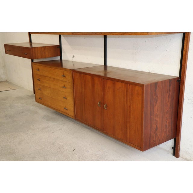 Modular Wall-Mounted Bookcase in Teak and Brass, 1960s For Sale - Image 10 of 18
