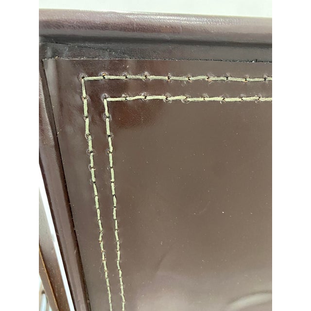 Modern Leather and Steele Folding Chairs- A Pair For Sale - Image 4 of 8