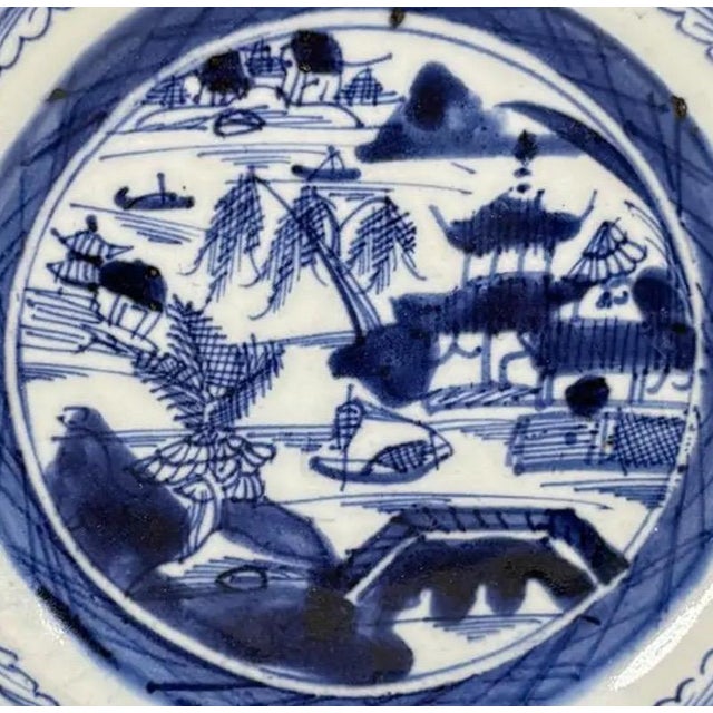 Antique 19th Century Chinese Canton Export Blue & White Porcelain Plate & Stand Infuse your collection with a tangible...