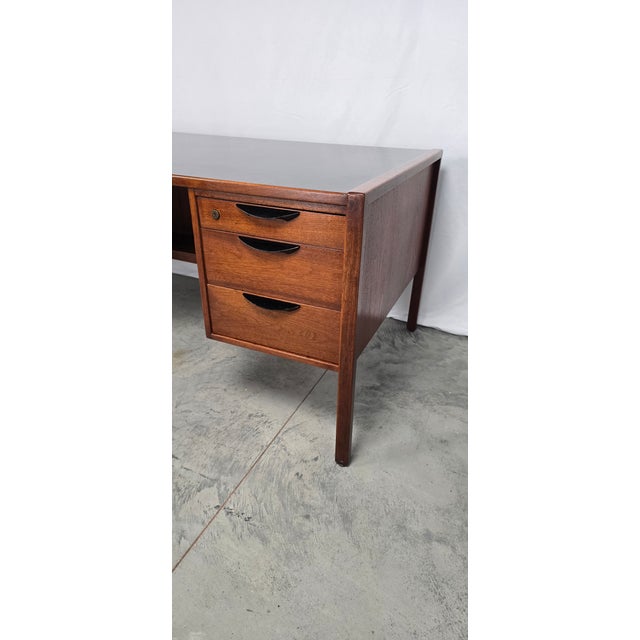 Black 1960s Jens Rinsom Walnut Executive Desk For Sale - Image 8 of 11