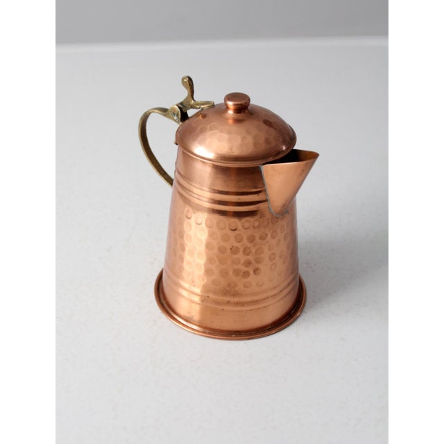Copper Vintage Hammered Copper Teapot With Brass Handle For Sale - Image 8 of 14
