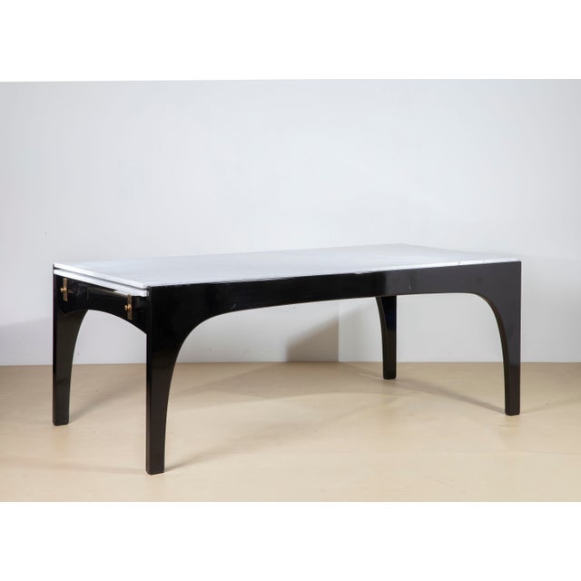 Large Extendable Marble and Lacquered Wood Dining Table by Ignazio Gardella for Misura Emme, Italy, 1985 For Sale - Image 11 of 11