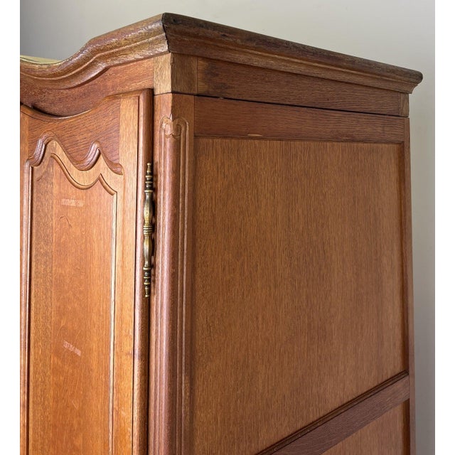 Vintage Louis XVI French Oak Five Door Carved Armoire For Sale - Image 11 of 14