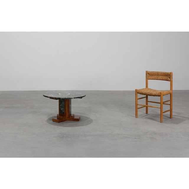 Art Deco Coffee Table in Oak and Green Marble, France, 1920 For Sale - Image 3 of 12