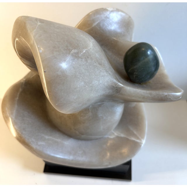 Late 20th Century Modern Abstract Stone Sculpture on Rotating Pedestal For Sale - Image 5 of 7