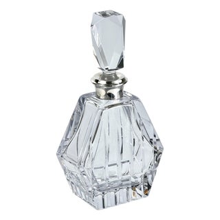 Vintage French Cut Crystal Decanter with Silver Mount, 1950s For Sale