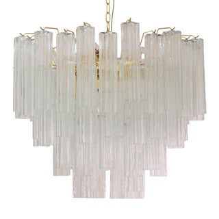 Murano Clear Glass Tronchi Chandelier, 1990s For Sale