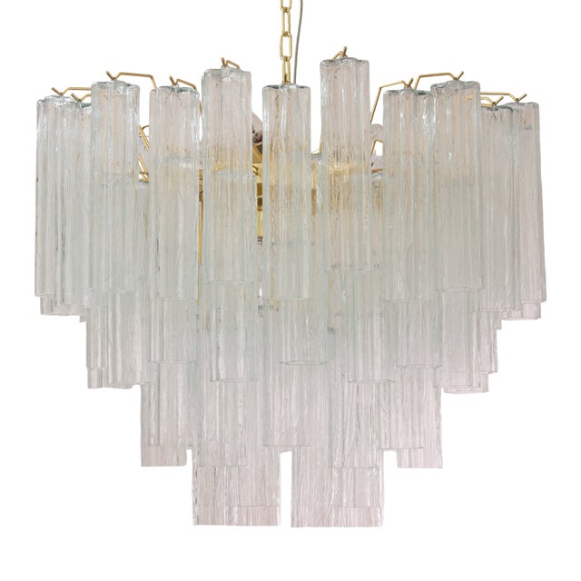 Murano Clear Glass Tronchi Chandelier, 1990s For Sale