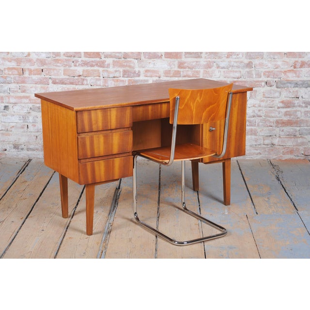 Mid-Century Writing Desk in Mahogany Veneer, Czech, 1950 For Sale - Image 12 of 13