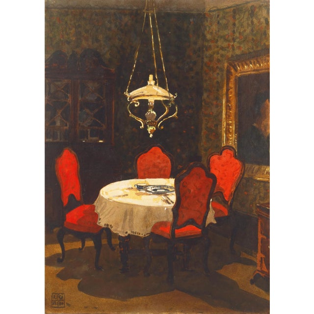 'Dining by Oil Lamp' by Aldo Riso, Paris, Rome, New York, Buenos Aires, Santa Maria Di Leuca For Sale - Image 10 of 10