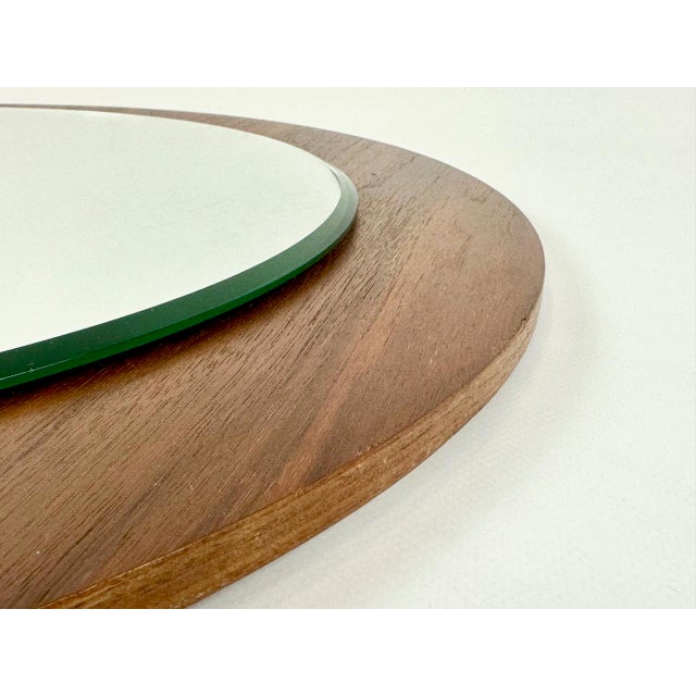 Mid-Century Modern Mid-Century Modern Wall Round Mirror in Teak from Elite, 1970s For Sale - Image 3 of 7