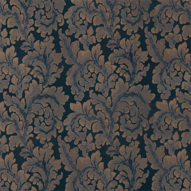 Zoffany Acantha Silk Fabric in Prussian Blue - a Sample For Sale