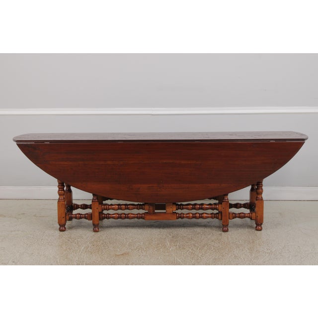 English Custom Made Large Walnut Gateleg Drop Leaf Dining Table For Sale - Image 3 of 18