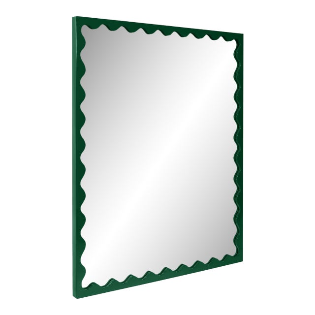 Scalloped Green Retangle Mirror For Sale