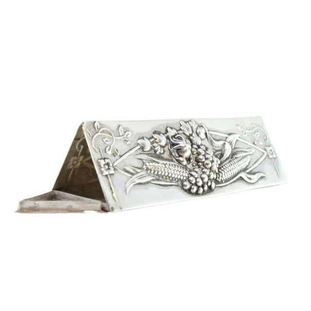 Metal Silver Toothpick Holder in Triangular Shape For Sale - Image 7 of 7