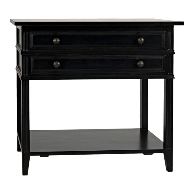 Colonial 2-Drawer Side Table in Distressed Black For Sale