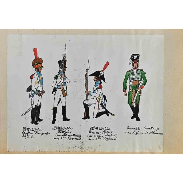Soldiers is an original drawing in ink and watercolor realized by Herbert Knotel in 1930/40s. Good condition except for...