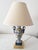 Late 20th Century Exquisite Blue, Yellow, & White Floral & Striped Porcelain/Ceramic Urn/Vase Style Solid Brass Base & Upper Lamp Excellent Condition. For Sale - Image 13 of 14