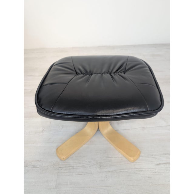 Adjustable Leather Armchair with Ottoman in Black, 1975 For Sale - Image 11 of 18