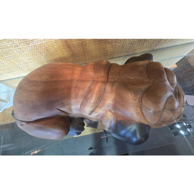 Carved Wooden Dog-Signed For Sale In Miami - Image 6 of 8