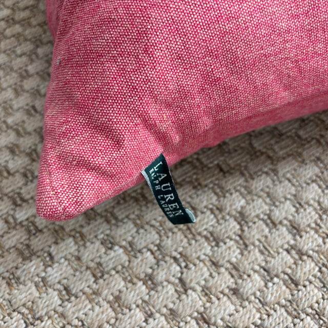Ralph Lauren linen pink and white stripe throw pillow. Add a timeless touch. Down feather filled. Most items found at Pub...