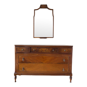 Late 19th Century Federal / Sheraton Style Lowboy Chest of Drawers With Mirror