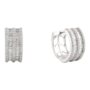 Sparkling Diamond Wide Huggie Hoop Earrings for Wedding- a Pair