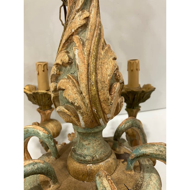 1970s 1970s Italian Painted Wood Chandelier For Sale - Image 5 of 9