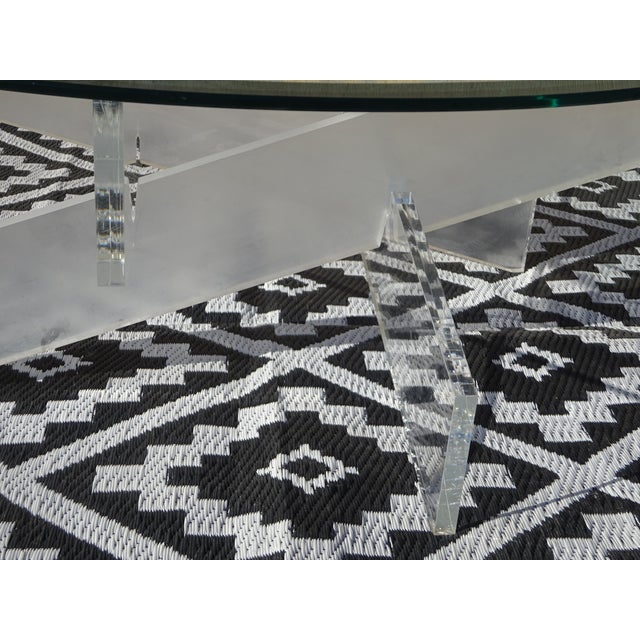 Glass Coffee Table with Acrylic Glass Base For Sale - Image 4 of 12