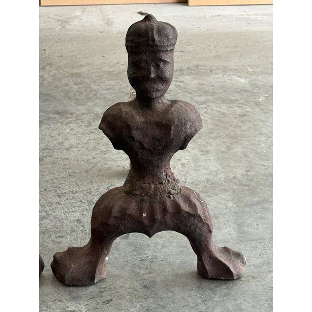 Antique Early 19th Century Americana Figural Andirons For Sale - Image 4 of 9