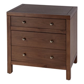 Nora 25 in. W Rectangular Wood 3 Drawer Nightstand, Walnut For Sale