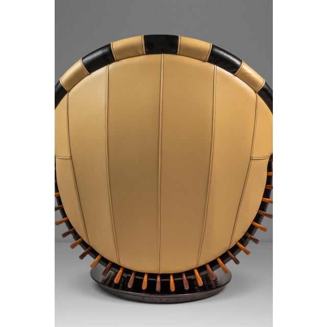 Rare Art Deco Organic Modern "Luxor" Armchair / Lounge Chair in Leather, Spruce & Palmwood Attributed to Pacific Green, Australia, C. 2000s For Sale - Image 15 of 18