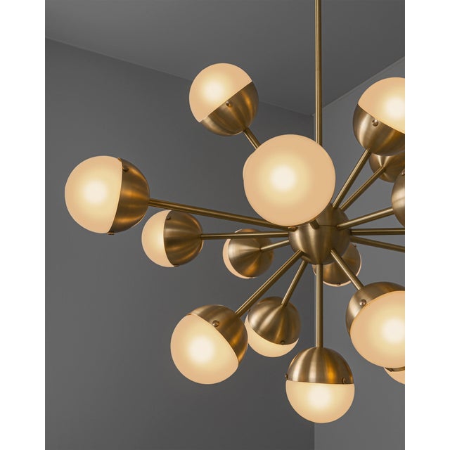 Brass Molecule Chandelier, Oval 17 Light Sputnik Pendant by Schwung For Sale - Image 9 of 12