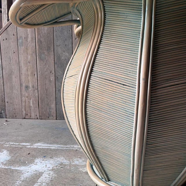 Italian Bamboo Flower Table with Glass Top, 1970s For Sale - Image 4 of 10