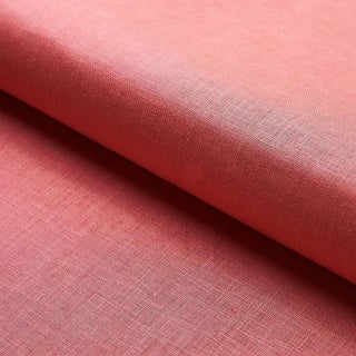 Schumacher Lange Glazed Linen Fabric in Coral For Sale