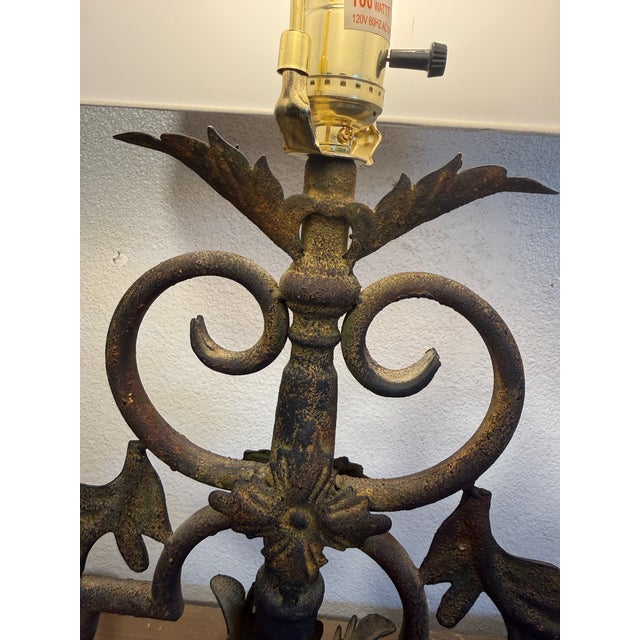 Forged Iron Table Lamp in Antique Finish For Sale - Image 4 of 10