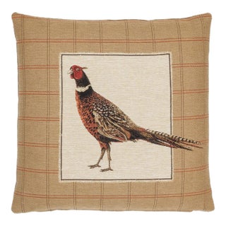 Strutting Pheasant Right Tapestry Cushion With Feather Filler - 46x46cm (18"x18") For Sale