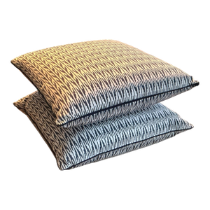Pair of Roberta Roller Rabbit Ikat Navy and White Down Pillows