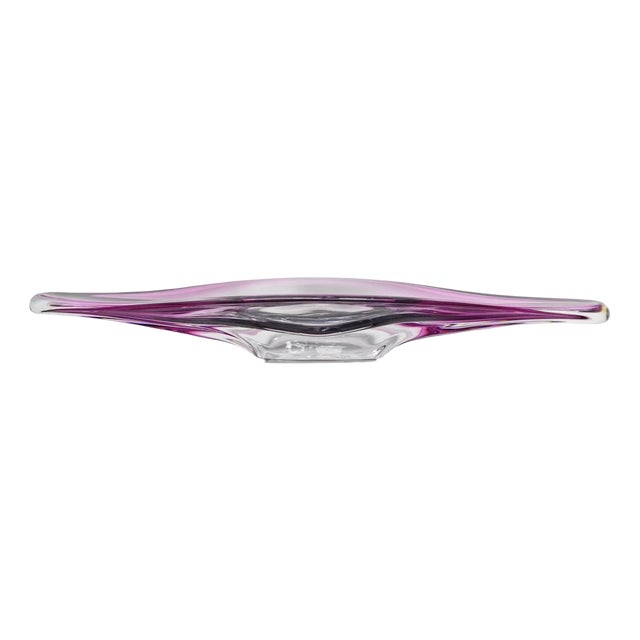 20th Century Pink Art Glass Centerpiece Bowl from Val Saint Lambert, Belgium For Sale